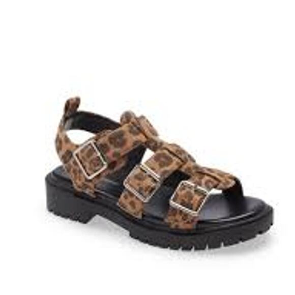 Treasure & Bond Girls Parker Gabrielle Sandals 1 Tan Black Animal Print NWOT - Picture 1 of 12